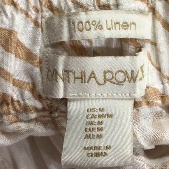 Cynthia Rowley Animal Print Linen Pull On Pants Elastic Waist Pockets Size Med - Picture 4 of 4